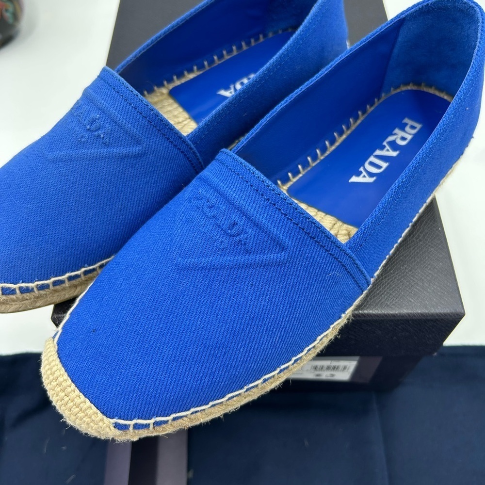 Women's Prada triangle logo canvas espadrille size 7, made in Italy - Picture 7 of 8